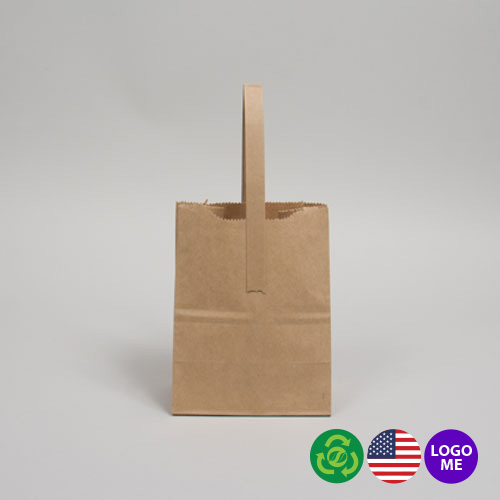 #5 6 x 4 x 8 NATURAL KRAFT FLAT HANDLE BAGS